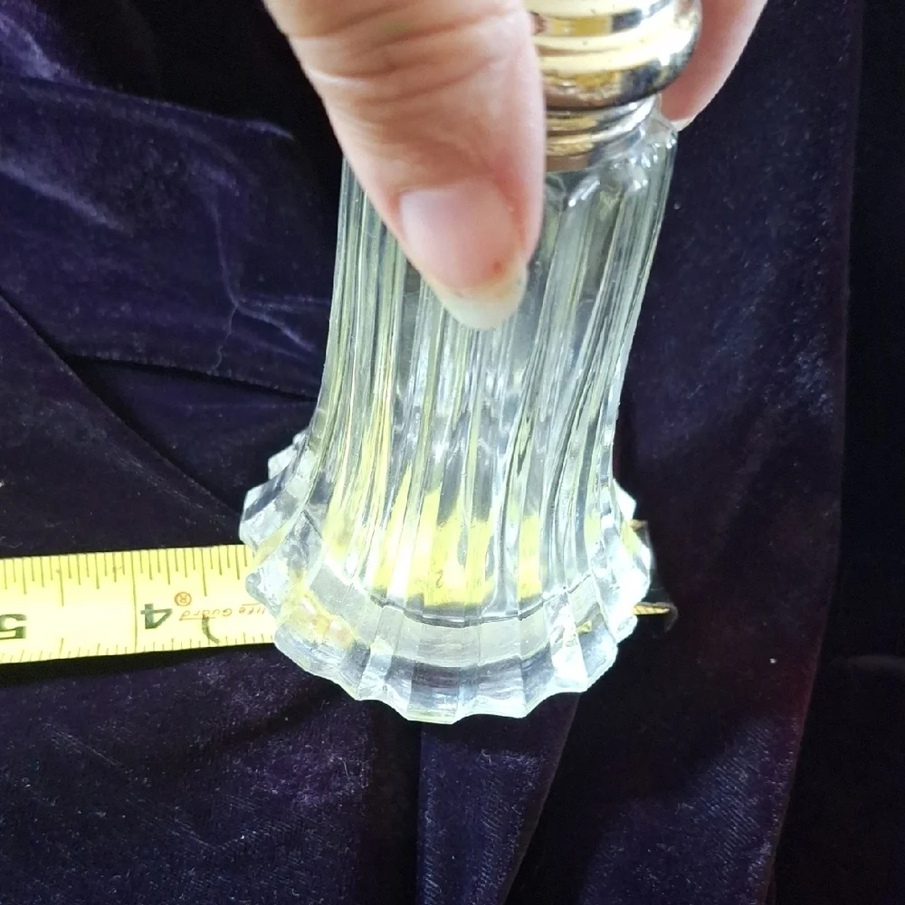 Vintage Crystal Dusting S&P Style Shakers with Silver Tops